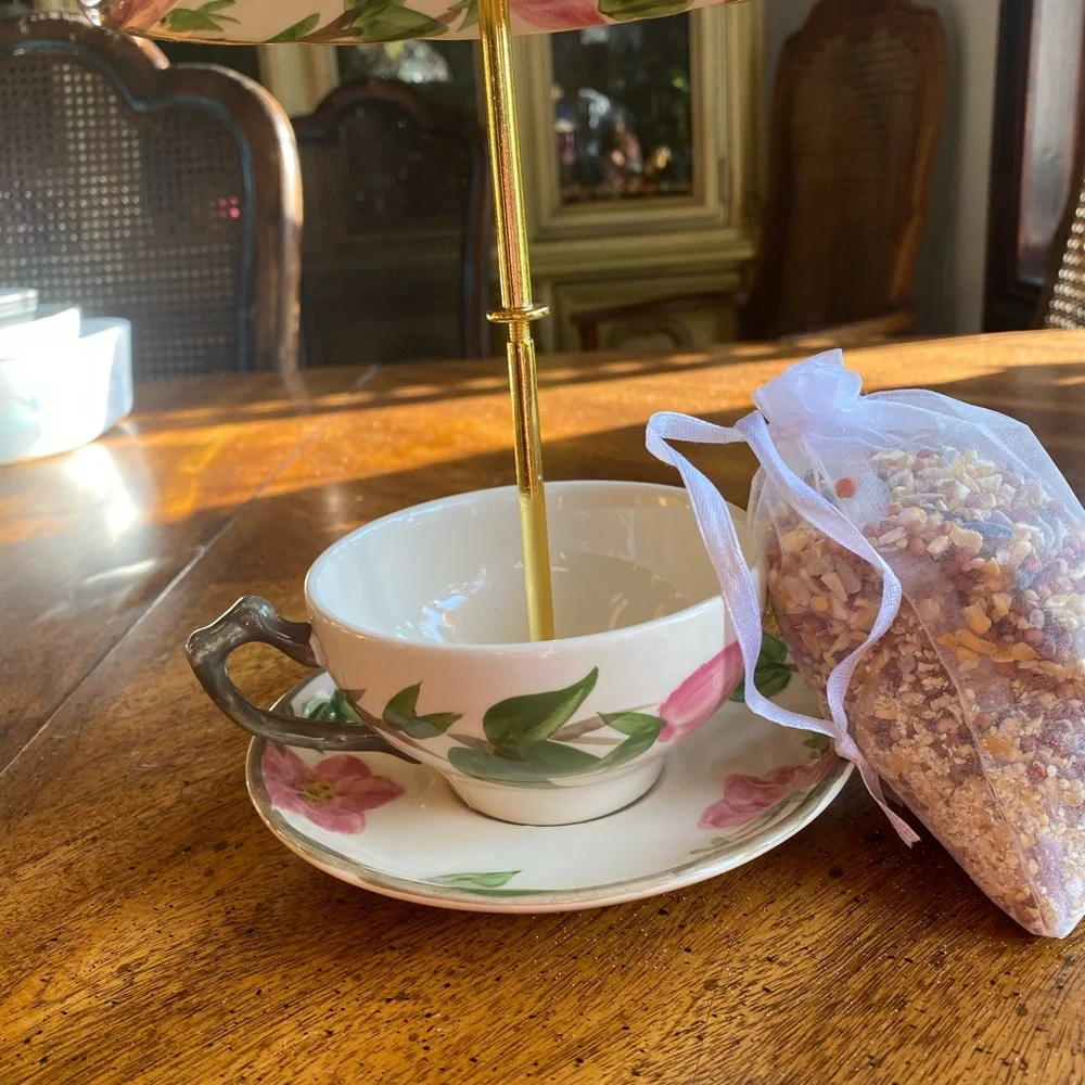 Franciscan Desert Rose Tea Cup Bird Feeder #9 - Picture 5 of 12